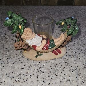 Yankee Candle Tropical Santa Holder with Green and Red Accents